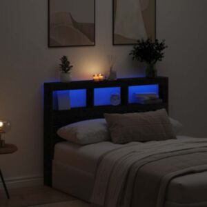 Pood24 voodipeatsi kapp LED-tuledega, musta tamm, 140x17x102 cm