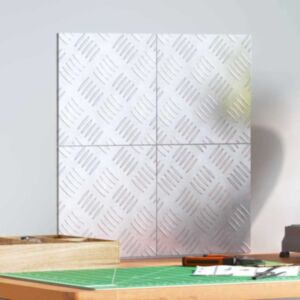 Pood24 Ruudulised Plaadid 4 pcs Hõbedane 20 x 20 cm Alumiinium