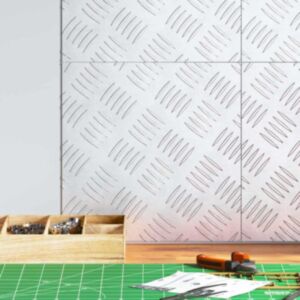 Pood24 Ruudulised Plaadid 4 pcs Hõbedane 30 x 30 cm Alumiinium