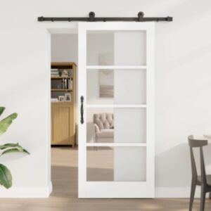 Pood24 Liuguks Manuaalne Valge 86 x 198.5 cm Puit ja metall