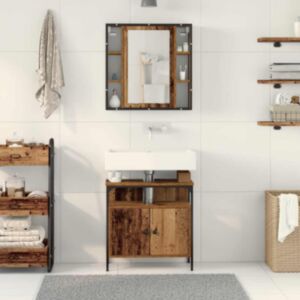 Pood24 2-osaline vannitoa mööbel komplekt vana puidu tehispuust