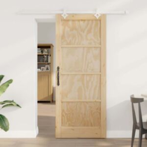Pood24 Libistav Uks Valge 83 x 202 cm Tugev männipuit ja teras