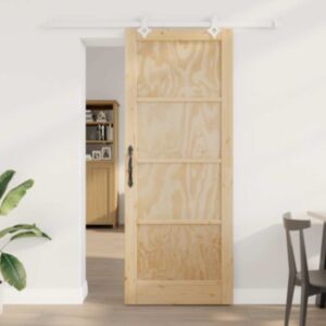 Pood24 Libistav Uks Valge 83 x 211 cm Tugev männipuit ja teras