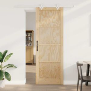 Pood24 Libistav Uks Valge 83 x 232 cm Tugev männipuit ja teras