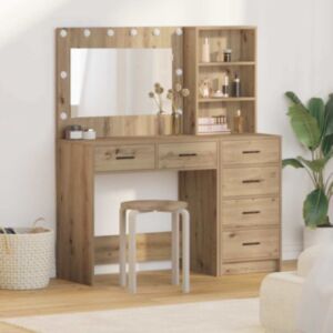 Pood24 2-osaline Tualettlaua Komplekt LED-iga Artisan Oak Tehispuit
