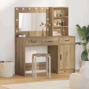 Pood24 2-osaline Tualettlaua Komplekt LED-valgustusega Artisan Oak Tehispuust