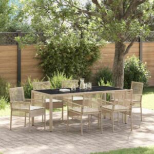 Pood24 7-osaline aiamööbli komplekt padjaga beežist polürotangist