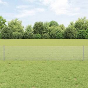 Pood24 keevitatud traadi aed 5 U-postiga Hõbedane 0.4x10 m teras