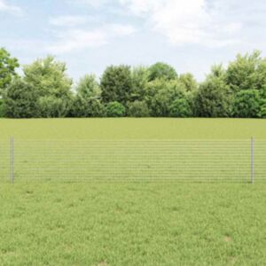 Pood24 keevitatud traadi aed koos 5 U postiga Hõbedane 0.4x10 m Teras