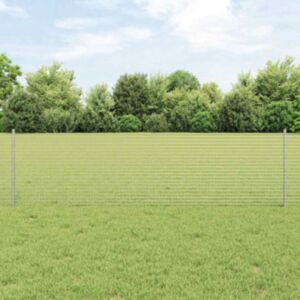 Pood24 keermestatud traadi aed koos 5 U-postiga hõbedane 0.6x10 m teras