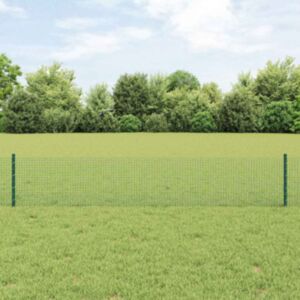 Pood24 keermestatud traadi aed koos 5 U-postiga Roheline 0.4x10 m Teras