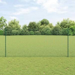 Pood24 keermestatud traadi aed koos 5 U-postiga Roheline 1.4x10 m teras