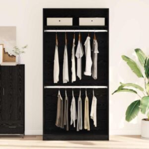Pood24 Garderoobikapp riiuliga Must tamm 100 x 50 x 200 cm Tehispuit