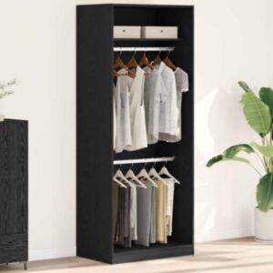 Pood24 Garderoobikapp riiuliga Must tamm 80 x 50 x 200 cm Tehispuit