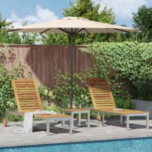 Pood24 Päikeselounged 2 tk laua ja tahke akaatsiapuiduga, Pood24 Päikeselounger ratastega 207x58x35 cm tahke akaatsiapuit ja roostetamisvastane teras