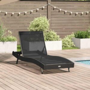 Pood24 Sunlounger 1-isik Must 70 x 197 x 82 cm Polü Rattan ja Metall