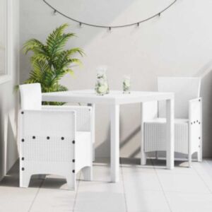 Pood24 Aia söögilaudade komplekt 3 pcs Valge Polt rattan