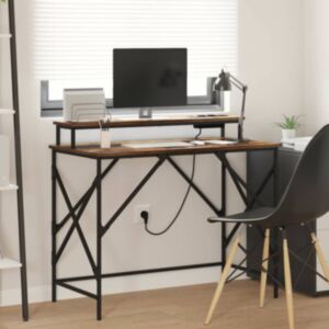 Pood24 Laud riiuliga Suitsutatud tamm 100 x 50 x 86.5 cm Tehispuit