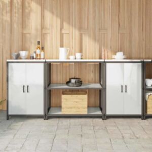 Pood24 Köögivarustus 3 pcs Hõbe 210 x 50 x 92 cm Tsingitud teras