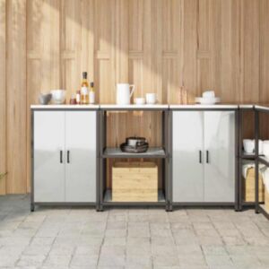 Pood24 Köögivarustus 3 pcs Hõbe 180 x 50 x 92 cm Tsingitud teras