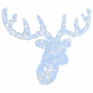 Pood24 Põdra Pea koos 140 LED-iga Külm valge 60 cm Akrüül