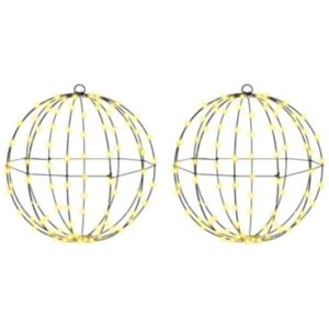 Pood24 Pall koos 192 LED-iga 2 pcs Soe valge 40 cm Metall