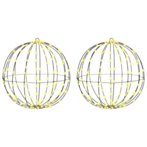 Pood24 Pall koos 320 LED-iga 2 pcs Soe valge 50 cm Metall