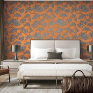 DUTCH WALLCOVERINGS tapeet, männipuu, sinine ja oranž