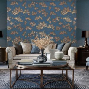 DUTCH WALLCOVERINGS tapeet, männipuu, kuldne ja sinine