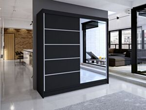 Riidekapp BAR III-czarny / czarny + lustro