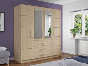Riidekapp LILY D4-dąb sonoma / lustro