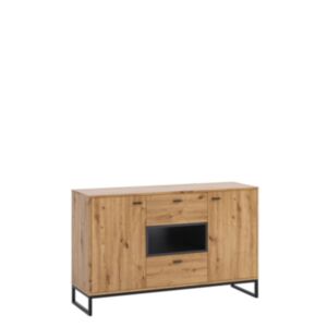 Kummut OLIER K2D2SZ OL02-dąb artisan / dąb artisan + czarny