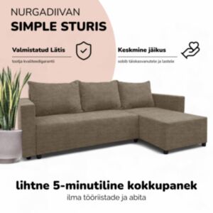 Nurgadiivan lahtikäiva voodiga ja panipaigaga STURIS