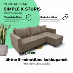 Nurgadiivan lahtikäiva voodiga ja panipaigaga X STURIS