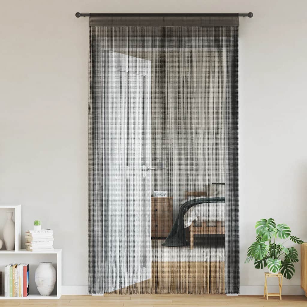 Nöörkardinad 2 tk, 100 x 250 cm, must
