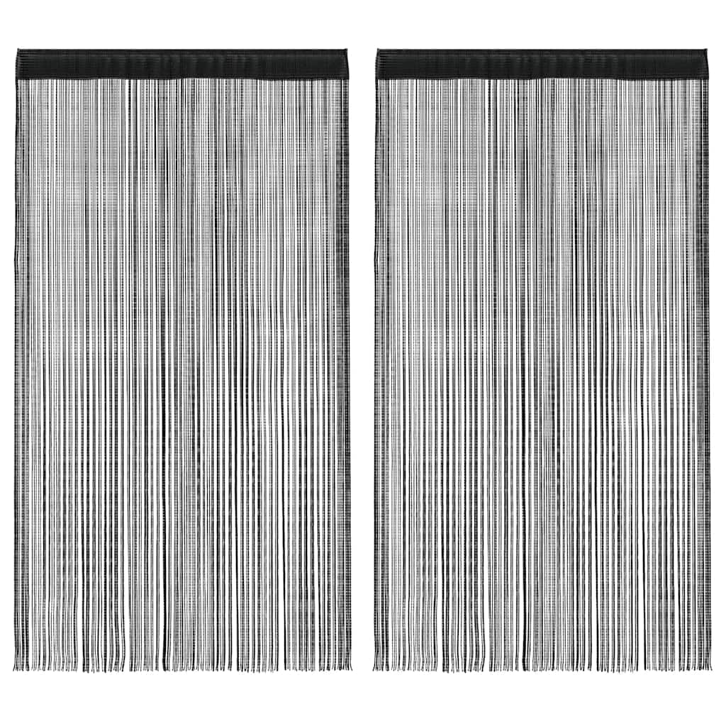 Nöörkardinad 2 tk, 140 x 250 cm, must