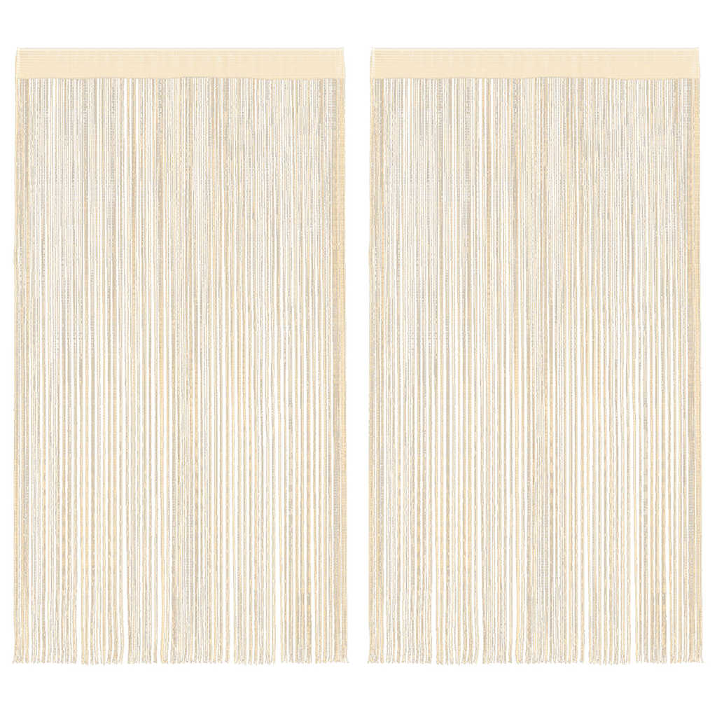 Nöörkardinad 2 tk, 100 x 250 cm, kreemjasvalge