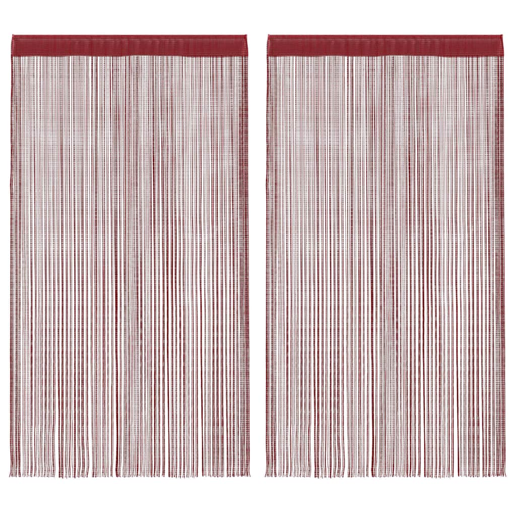 Nöörkardinad 2 tk, 100 x 250 cm, burgundiapunane