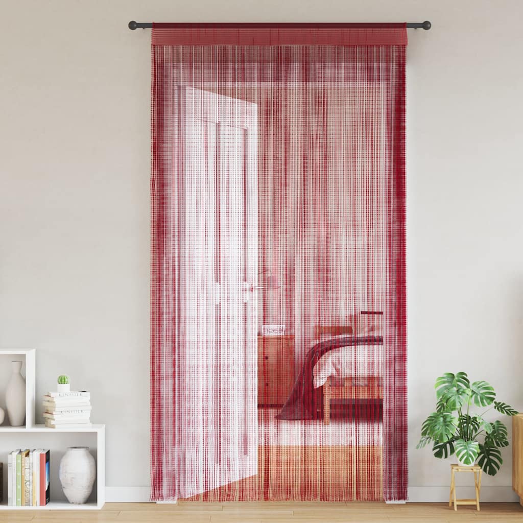 Nöörkardinad 2 tk, 100 x 250 cm, burgundiapunane