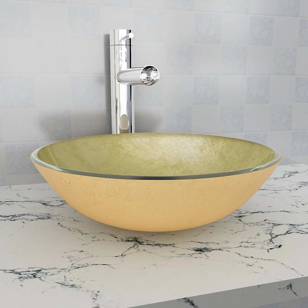 Valamu karastatud klaasist, 42 cm, kuldne