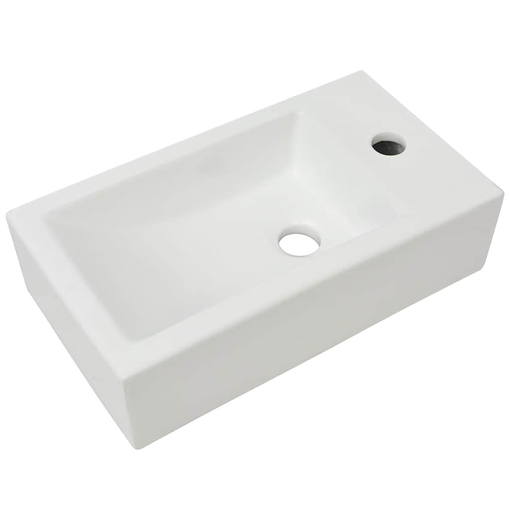 Keraamiline valamu kraaniavaga kandiline valge 46x25,5x12 cm