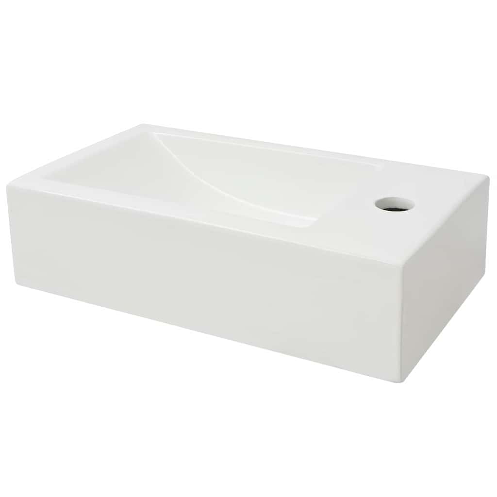 Keraamiline valamu kraaniavaga kandiline valge 46x25,5x12 cm