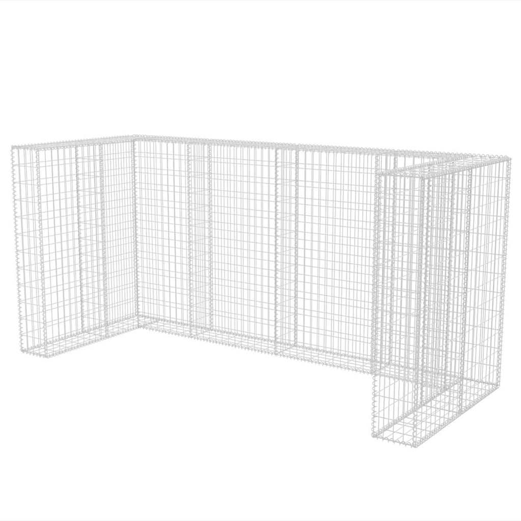 Gabioonist kolme ratastega prügikasti ümbris, teras, 250 x 100 x 120 cm