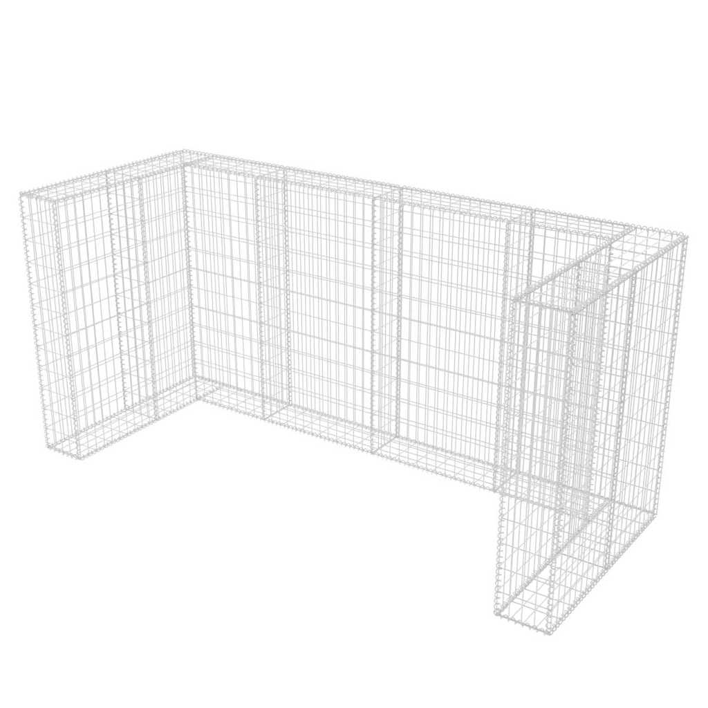 Gabioonist kolme ratastega prügikasti ümbris, teras, 250 x 100 x 120 cm