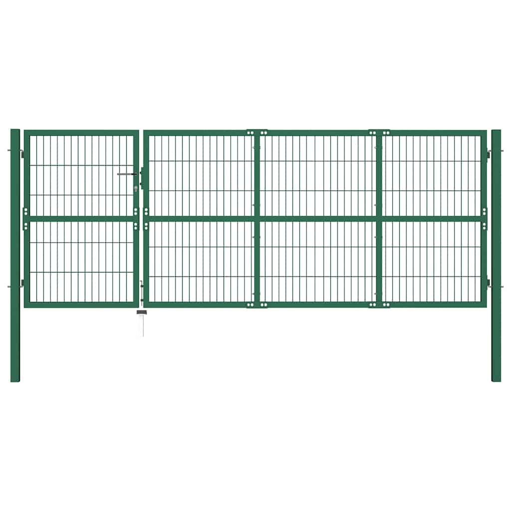Aiavärav postidega 350 x 120 cm, teras, roheline