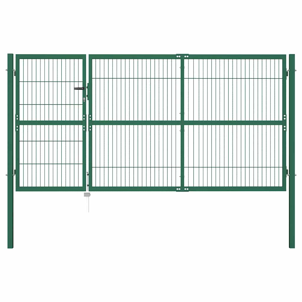 Aiavärav postidega, 350 x 140 cm, teras, roheline