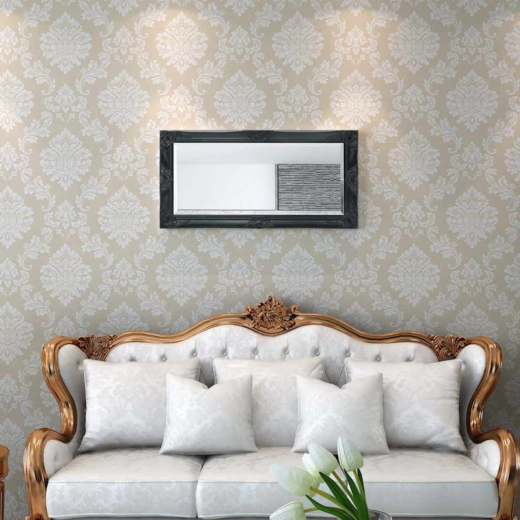 Barokkstiilis seinapeegel 100x50 cm must