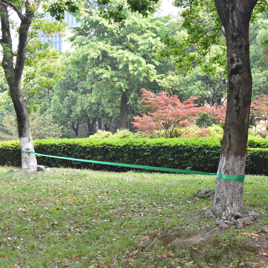 Slackline 15 m x 50 mm 150 kg roheline