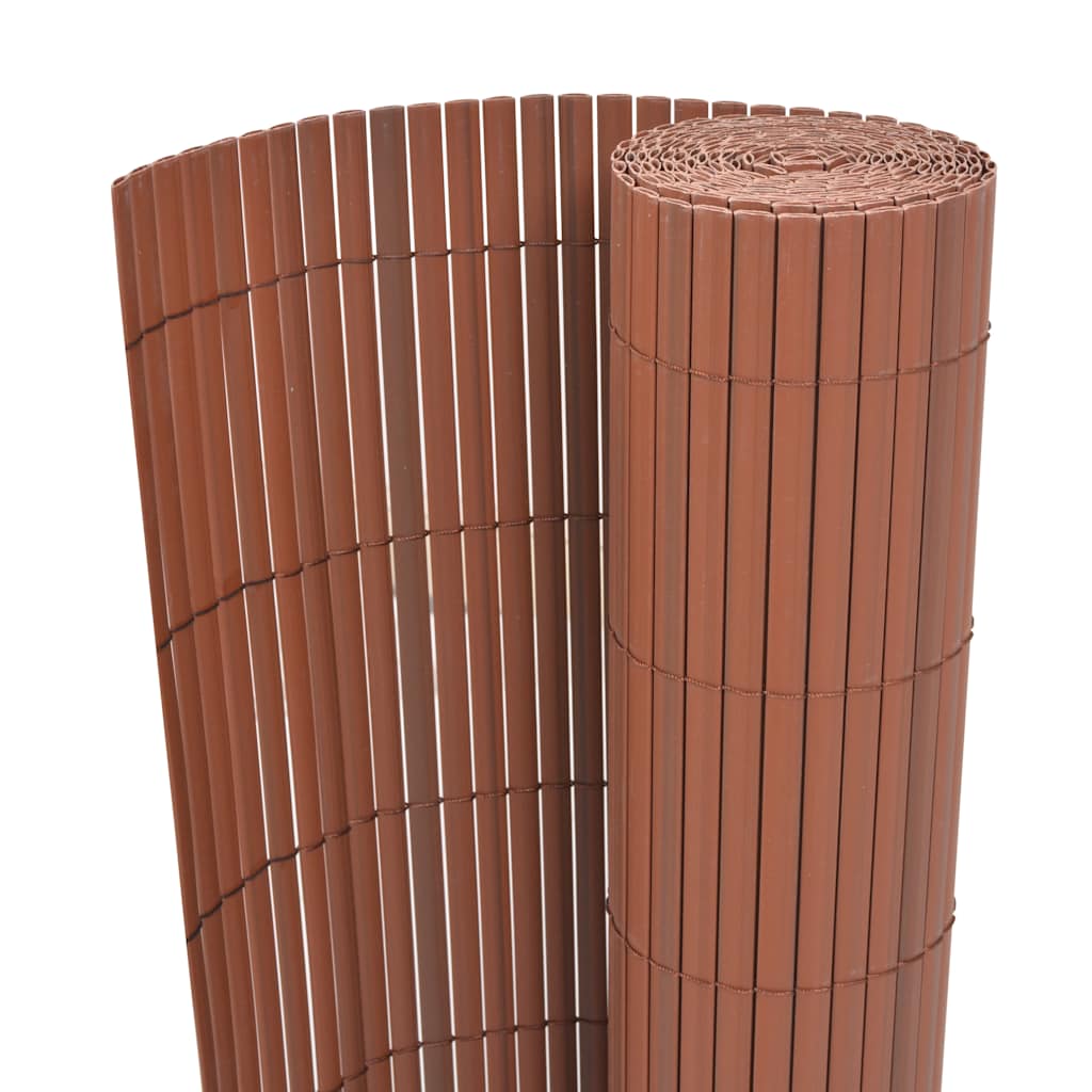 Kahepoolne piirdeaed, PVC 90 x 300 cm, pruun