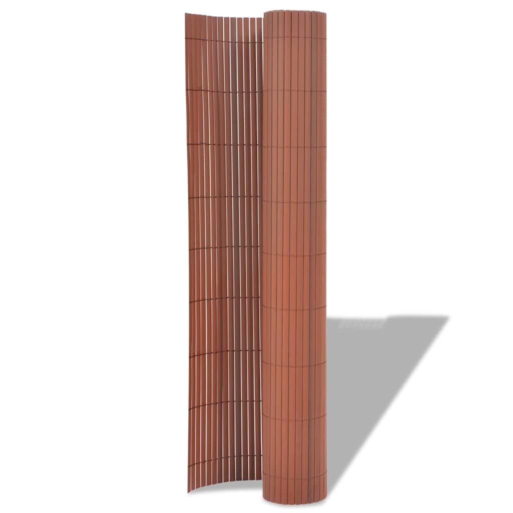 Kahepoolne piirdeaed, PVC 90 x 300 cm, pruun